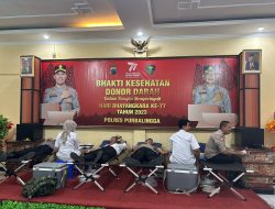 Bakti Kesehatan Hari Bhayangkara Ke-77, Polres Purbalingga Gelar Donor Darah dan Vaksinasi Booster