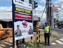 Satlantas Polres Purbalingga Pasang Banner Imbauan Larangan Knalpot Brong