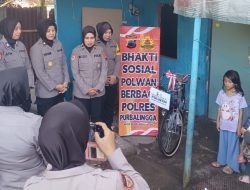 Polwan Polres Purbalingga Beri Bantuan Sepeda untuk Warga Kurang Mampu